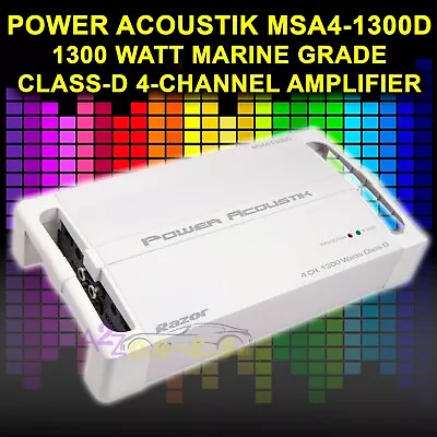 Power Acoustik Msa4-1300d 1300w 4 Channel Amp Class-d Marine Boat Car Amplifier • $77.77