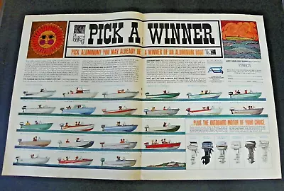 Vintage 2 Page Color Ad Aluminum Boats 23 Models • $18