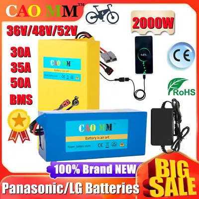 $122.99 • Buy 36V 48V 52V Lithium EBike Battery 2000W Electric Motor Scooter Bicycle Panasonic