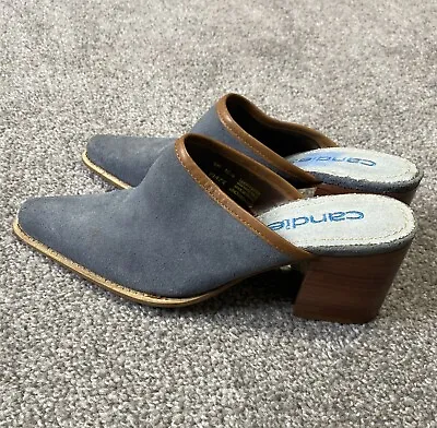 Candies Y2K 8M Blue Suede Chunky Block Heel Pointy Toe Mules Shoes Slip On VTG • $42.45