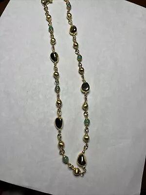 Vtg Stunning QVC Veronese Gold Tone Blue Gem Sterling Silver 925 Necklace J76 • $34.99