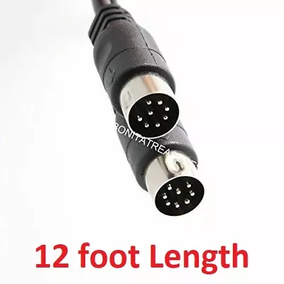 8 Pin Large Size DIN 12 Ft Foot Black Cable Male-Male Midi Audio Wire 12 Feet • $19.75