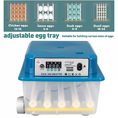 Incubator Hatching Eggs Automatic Turning Temperature Humidity Control 16/36 Egg • £44.28