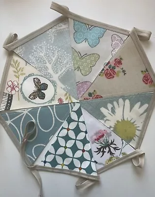 Handmade Oilcloth Bunting - Garden/Home Butterfly Garden - 2 Meters Double Sided • £13.50