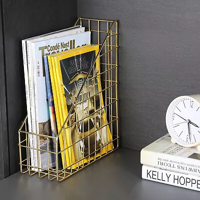 Brass Metal Wire Magazine File Holder Organizer Storage - Handcrafted In India • $26.99