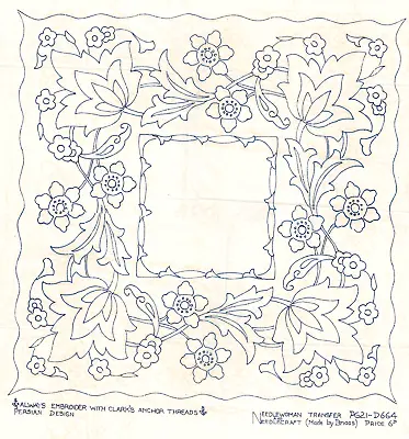 Vintage Embroidery Transfer Iron On Jacobean Flower Crewel Work Cushion 34x34cm • £3.49