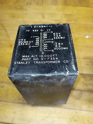 Vintage Stanley Transformer S-F345 Tube Filament Transformer 6.3V 7.5A 13.8V 2A • $30