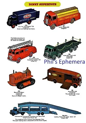£6 • Buy Dinky Supertoys Lorries Heavy Tractor & Fire Engine Reproduction Print 1955