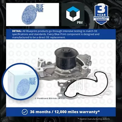 Water Pump Fits LEXUS RX400h 3.3 05 To 08 3MZ-FE Coolant Blue Print 1610009070 • £72.70