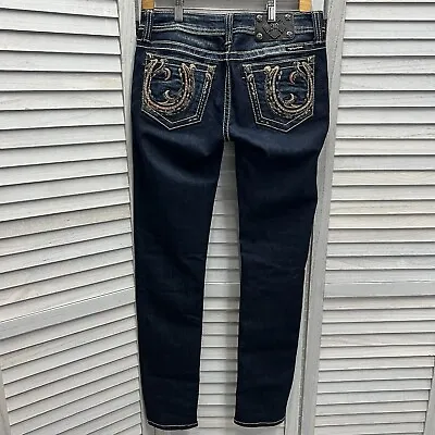 Miss Me Skinny Jeans Low Rise JW568153 Size 29 Bling Horseshoe Straight Leg • $34.95