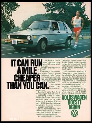 1979 VW Volkswagen Rabbit Diesel Blue Car Photo Print Ad-VTG Man Cave Garage • $7.96