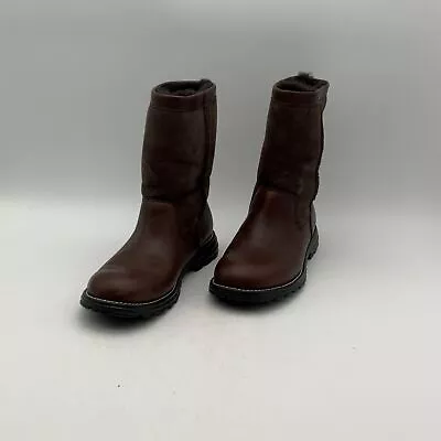 Womens Brown Brooks S/N 5381 Leather Round Toe Mid-Calf Shearling Boots Size 8 • $56