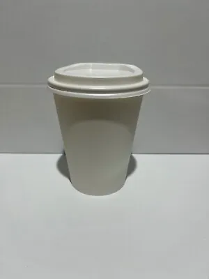 50pk 8/12/16oz White Paper Coffee Cups With Black Or White Lid Takeaway Cups • £10.51