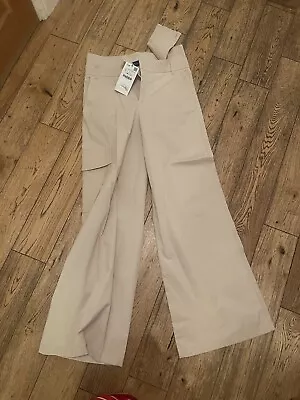 Zara Beige Wide Leg Trousers Size Small - BNWT • £5