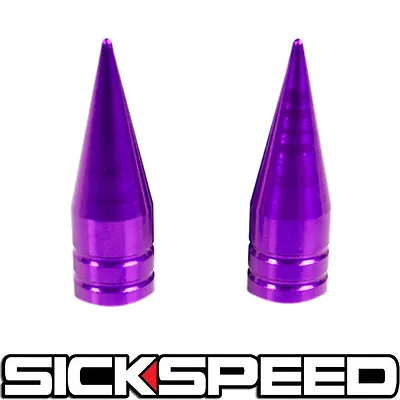$9.88 • Buy 2pc Purple Long Spiked Valve Stem Caps Metal Thread Kit/set For Wheel/tires M1