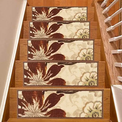 Custom Size Floral Design Multiple Multicolor Non Slip Stair Treads Set Of 13 • $63.99