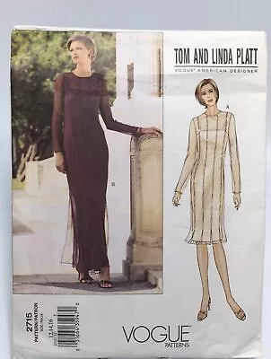 Dress Size 12-16 V2715 Cut To 16 Sewing Pattern Vogue Designer Tom & Linda Platt • $8.99