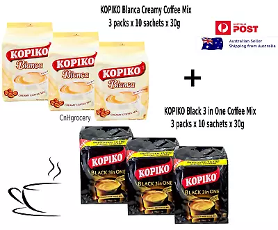 3 X Kopiko Blanca Creamy + 3 X Kopiko Black Instant Coffee Mix (BB: 09/2024) • $48.90