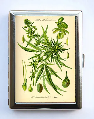 Vintage Cannabis Botanical Cigarette Case Wallet Business Card Holder • $13.99