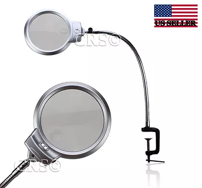 $24.99 • Buy Illuminated Magnifying Clamp On Table Desk Lamp Led Lighted Magnifier Large Usa