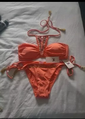 Womens Matthew Williamson  Embellished Coral Bikini Size 12 BNWT • £10