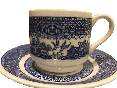 Blue & White Blue Willow Teacup & Saucer USA Cup & Saucer Chinoiserie 💙🤍 • $12.88