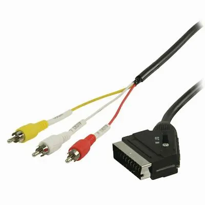Nedis Switchable In/Out SCART Cable To 3x RCA Phono Composite Male 2m - Black • £3.92