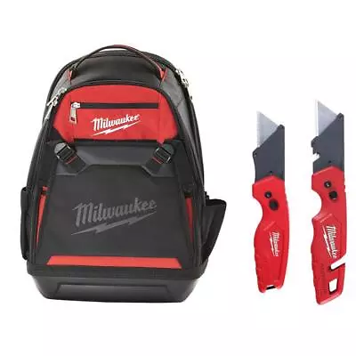 Milwaukee Jobsite Tool Backpack 10  35-Pocket Heavy-Duty W/ (2) Fastback Cutter • $96.26