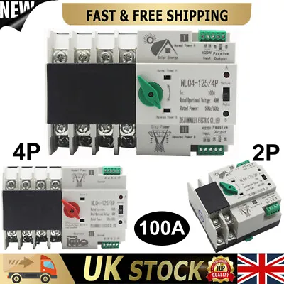 £50.75 • Buy Din Rail ATS Dual Power Automatic Transfer Switch Electrical Selector 2P/4P 100A