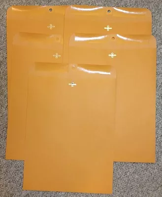 Five (5) Kraft Envelopes 12 X 15.5 Shipping Catalog Yellow Clasp • $10