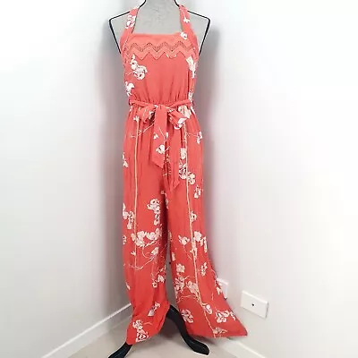 $44.95 • Buy Jaase Size S Orange Boho Long Halter Neck Women's Playsuit One Piece Jumpsuit