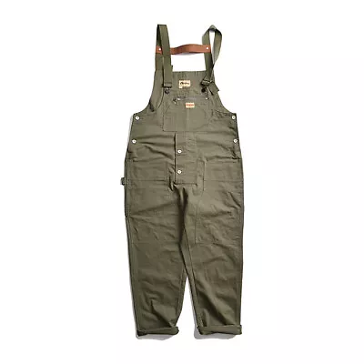 Mens Amekaji Bib Overalls Retro Jumpsuit Streetwear Fashion Trousers Cargo Pants • $56.99