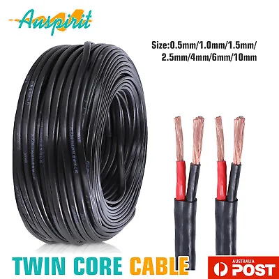 Twin Core Cable 12V 24V Wire 10mm 6mm 4mm 2.5mm 1.5mm 1mm 0.5mm Dual Sheath • $24.16