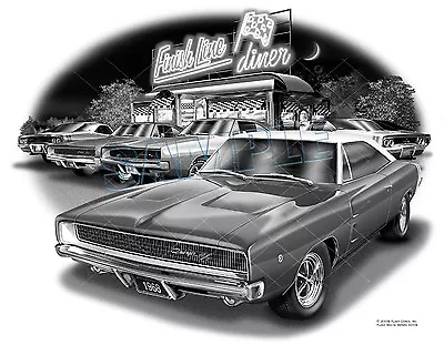 1968 Mopar R/t Charger Muscle Auto Car Art Print #5009  Free Usa Shipping  • $24.99