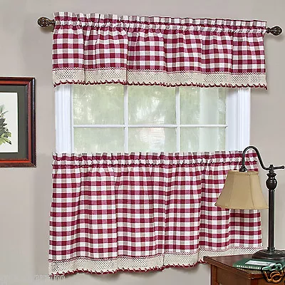 $12.99 • Buy Buffalo Check Gingham Custom Window Curtain Treatments - Assorted Colors & Sizes