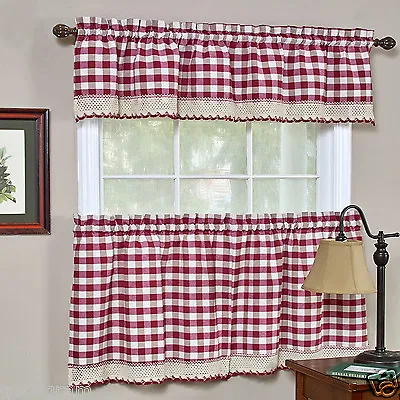 Buffalo Check Gingham Custom Window Curtain Treatments - Assorted Colors & Sizes • $12.99