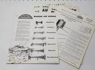 Vintage 50s Grover Marine Air Horns Other Grover Marine Accessories Brochure Lot • $36.97