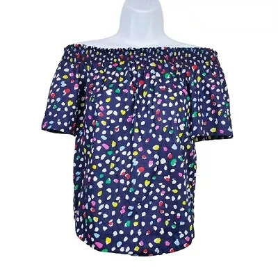 J.Crew Multicolor Ratti Happy Cat Print Off The Shoulder Top Size 00P • $35