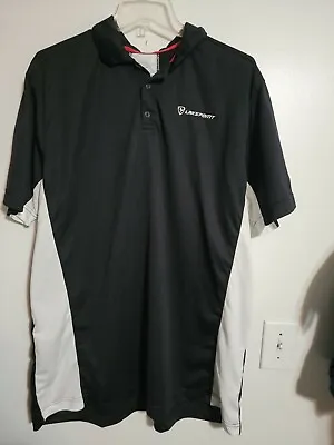 MIZUNO Men Performance Golf Polo Shirt Size 2XL Black White Lakepoint Embroidery • $24