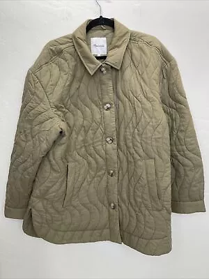 Madewell Womens Belrose Quilted Shirt Jacket Size X-Large Green NC583 • $47.40