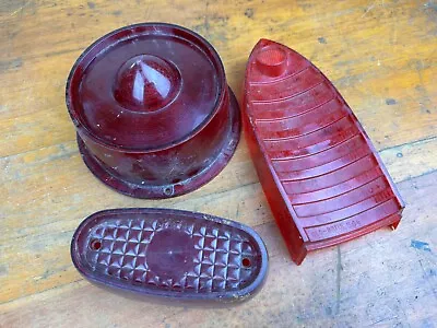 3 Vintage Classic Car REAR PLASTIC LENSES Brake Light Rat Rod Classic! • $19.80