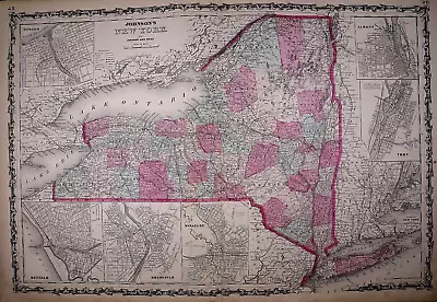 1863 Map ~ NEW YORK STATE - LONG ISLAND From Johnson's Atlas  (18x26)-#013 • $48.88