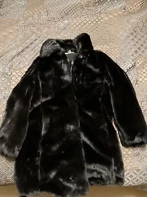 HM Faux Fur Coat Jacket 2 Black Women's • $35
