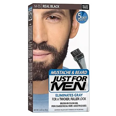 $34.68 • Buy Just For Men Mustache & Beard Brush-In Color Gel Real Black M55 1 Ct Pack Of 3