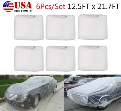 Clear Plastic Disposable Car Cover Temporary Universal Garage Rain Dust (6 Pack) • $40.32