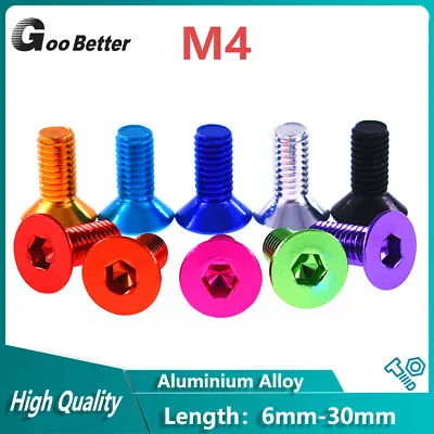 Aluminum Alloy M4 DIY Countersunk Screws Flat Allen Key Hexagon Socket Bolt • $2.64