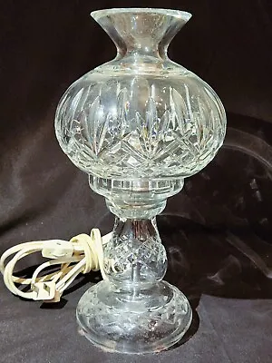WATERFORD Crystal LISMORE Hurricane 2-Piece Electric Table Lamp • $295
