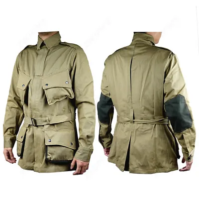 WWII US Army M42 Paratrooper Jump Jacket Coat Khaki Retro Tops Size 44R 48R 46R • $58.62