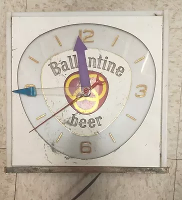 Vintage 1970s Ballantine Beer Electric  Advertising Light Up Wall Clock-  Read • $29
