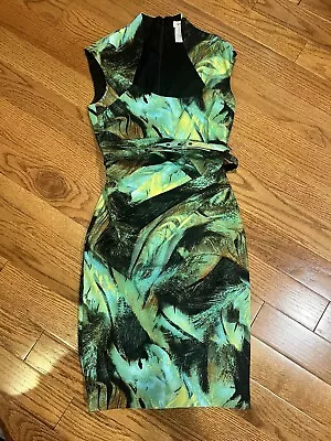 Cache Tropical Fitted Belted Dress Sz 4 Versace Lovers Vacation • $35